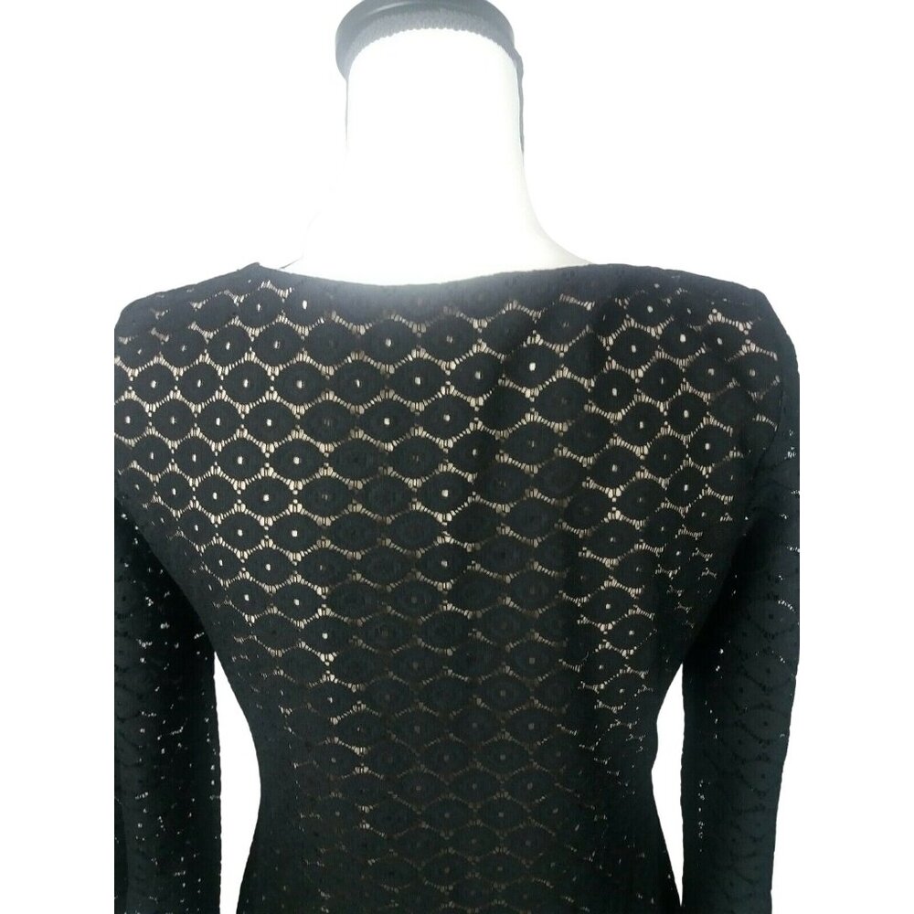 Classic Elegance Black Lace Overlay Lined Dress Size Small Shift Cocktail Chic - Picture 5 of 10